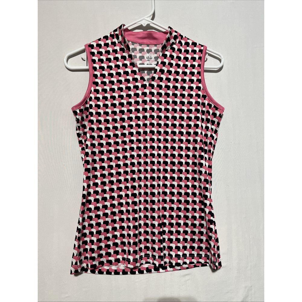 Tail White Label Women XS Multi Stacked Cubes Stretch Novelty Neck Tank